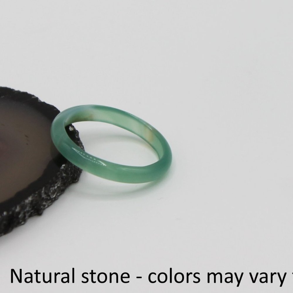 Jewelry ring band mint natural stone 2.5mm wide thin delicate minimalist new